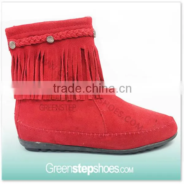 Warm Ankle Women Red Suede Boots
