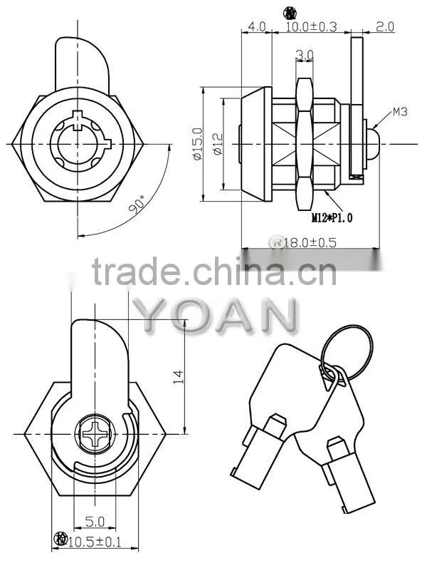 The stainless steel tool box lock of cam lock