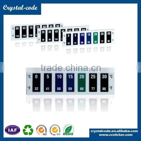 High quality waterproof temperature change label,private label thermal indicator sticker