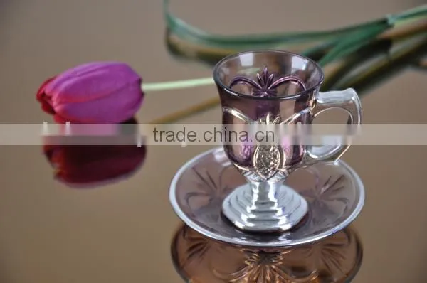 Cut glass cup and saucer set