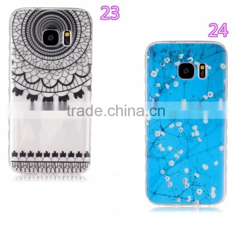 painted colored TPU Cover for Samsung Galaxy S7 edge S7 flowers Colorful soft tpu Case
