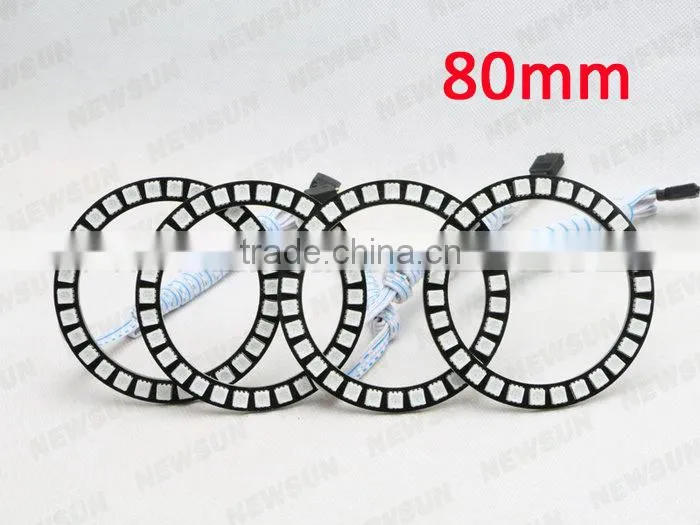 4 x80mm 5050SMD 30leds RGB angel eyes for all car, DC 12 V universal use color changing led angel eyes Rgb rings 80mm