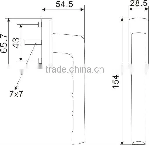 Upvc Window Handle Zinc/Aluminum alloy window handle Puwei PWS Inward Opening Window Handle with key/lock