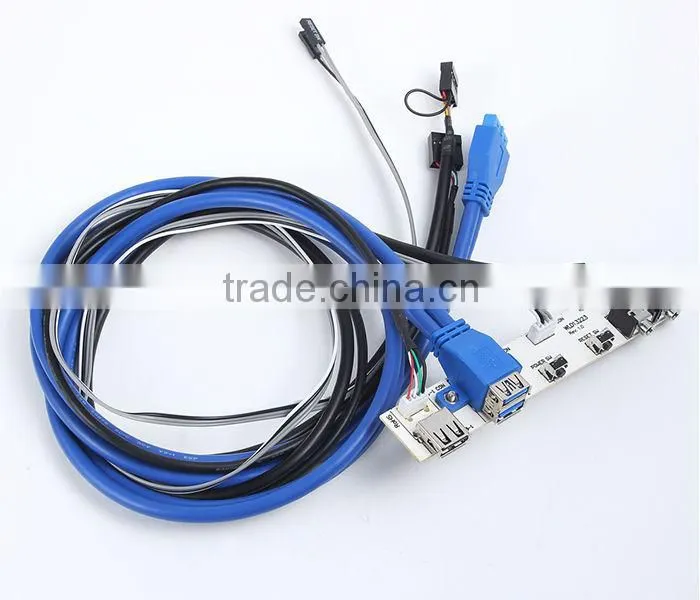 dual USB3.0 + AV + switch + PCB13223 Audio Front I/O Panel w/ Cables for PC