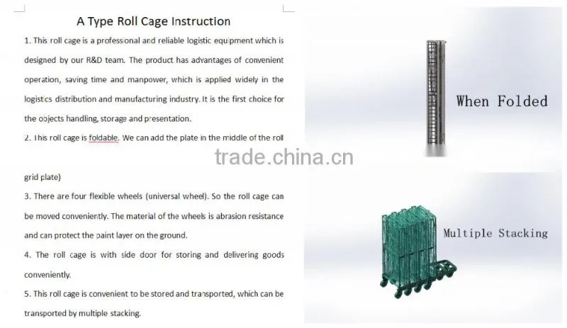professional design convenient operation One Door Four Sided Nestable Rod Infill steel rolling metal storage cage/cart