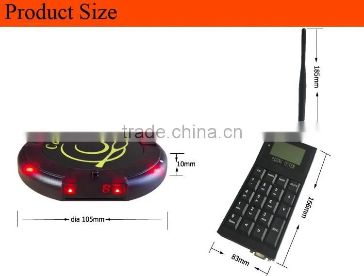 CE easy use mini waterproof high quality long signal range restaurant paging system