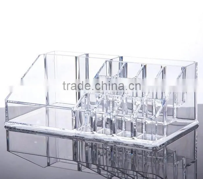 High quality low price clear acrylic cosmetic display case with drawer