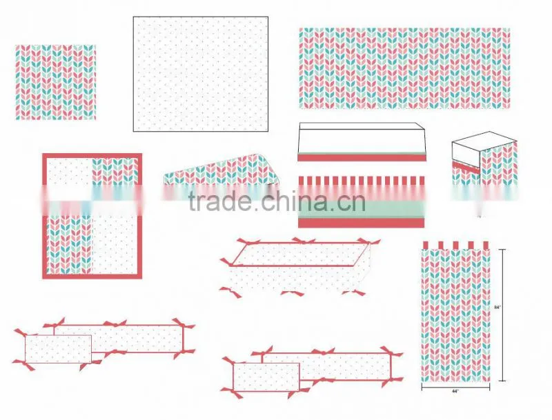 100% Cotton Nice Ladybug Embroidery Baby Bedding Set