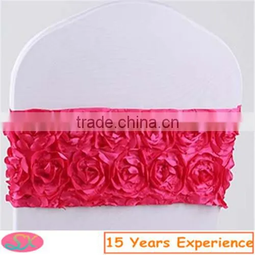 Polyester Rose Taping Embroidery Wedding Chair Sash