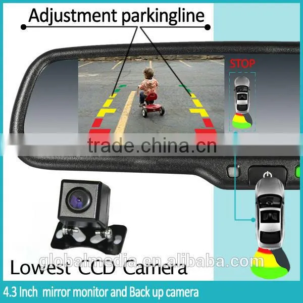 2015 best seller parking sensor rearview mirror radar detector interior mirror monitor and wireless reverse camera display