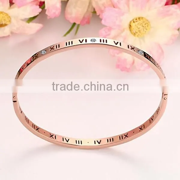 Stainless Steel Jewelry Rhinestone Roman Numerals Bracelet