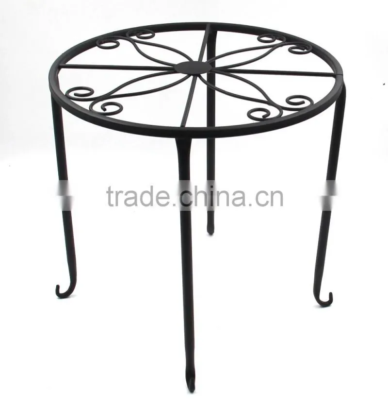 Best selling balcony floor standing black iron metal flower pot rack