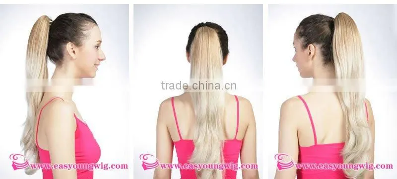 Blonde ponytail hair extension, claw clip hairpieces for wigs