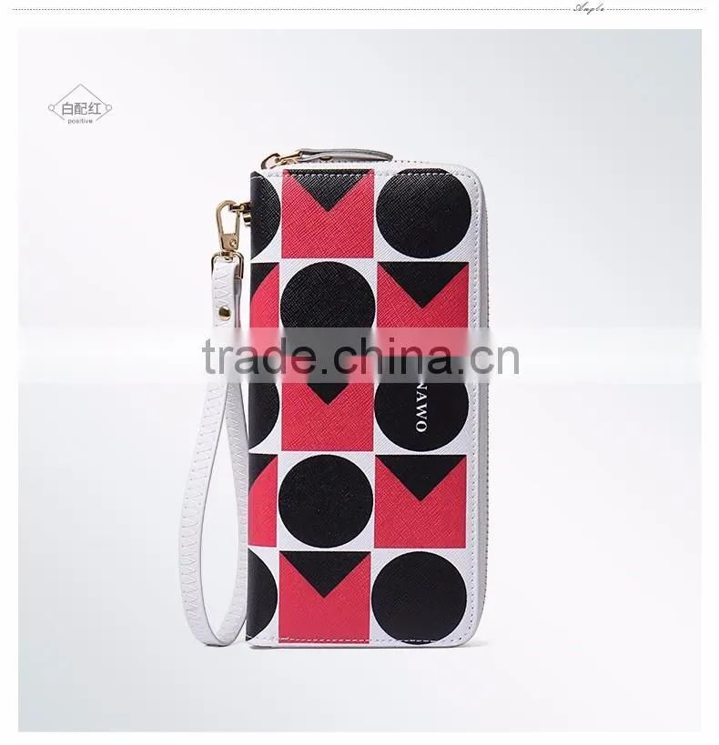 zipper ladies long purse leather clutch for coin and cell phone