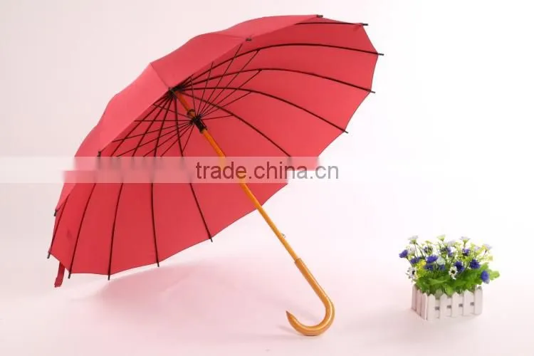 16k wood umbrella manual open umbrella windproof umbrella waterproof umbrella made by chinese umbrella manufacturer parasols