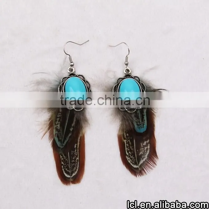 Best quality feather earrings jewelry fashion, hot sale fancy earrings for party girls