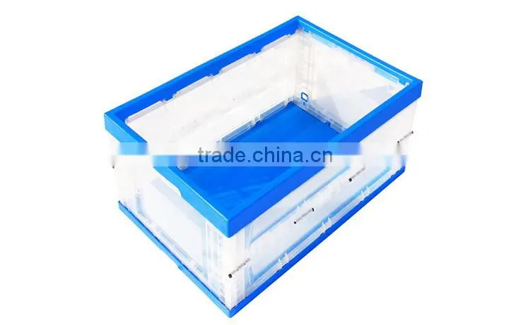 Recyclable fruit storage plastic collapsing folding crate