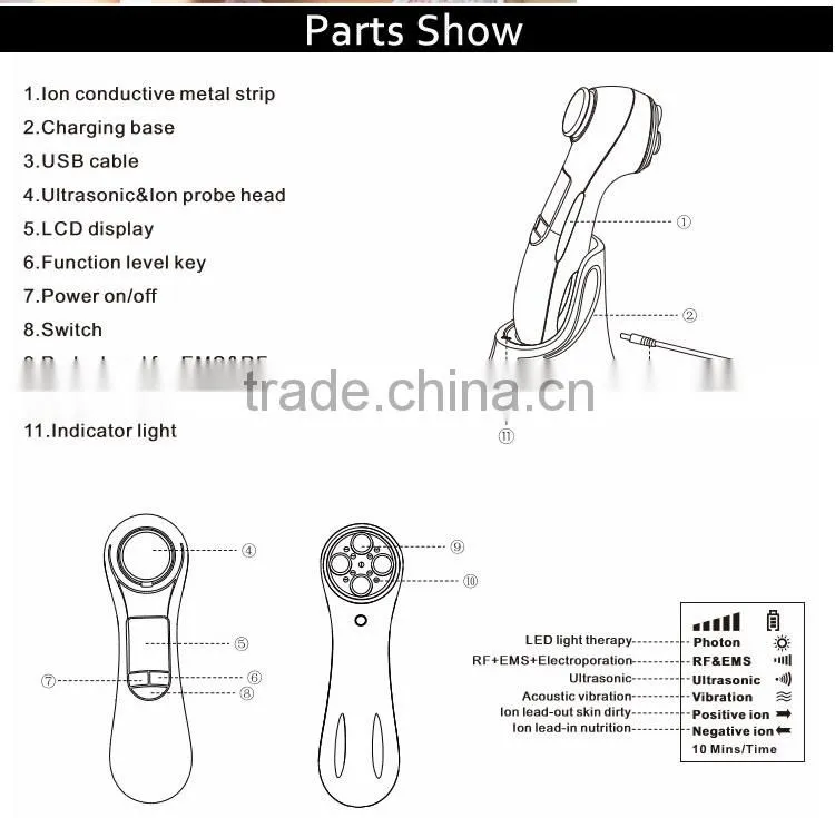 Handheld handheld ultrasonic face lift beauty machine aloe vera face massage cream Black Head Remover