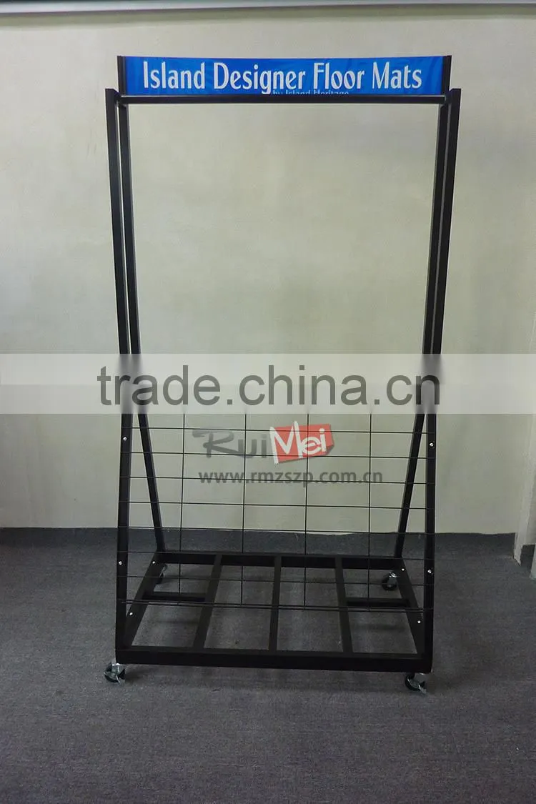 Removable metal floor mat display stand