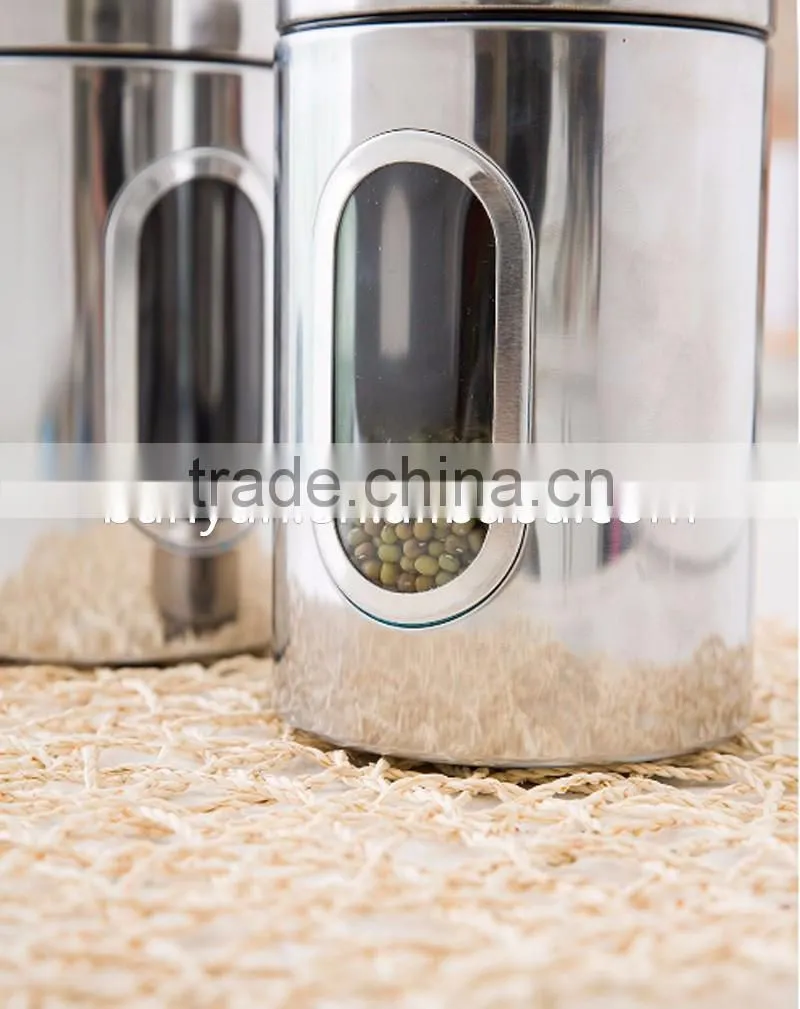 Custom Stainless Steel Tea Coffee Candy Storage Canister With Window