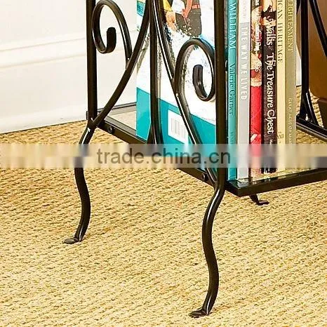 Living room Scrolled Iron and Glass magazine table sofa side table