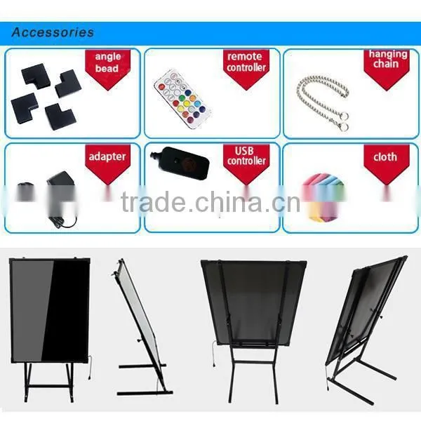 Tempered glass LED writing board Illuminated LED message board Semi-outdoor LED advertising board