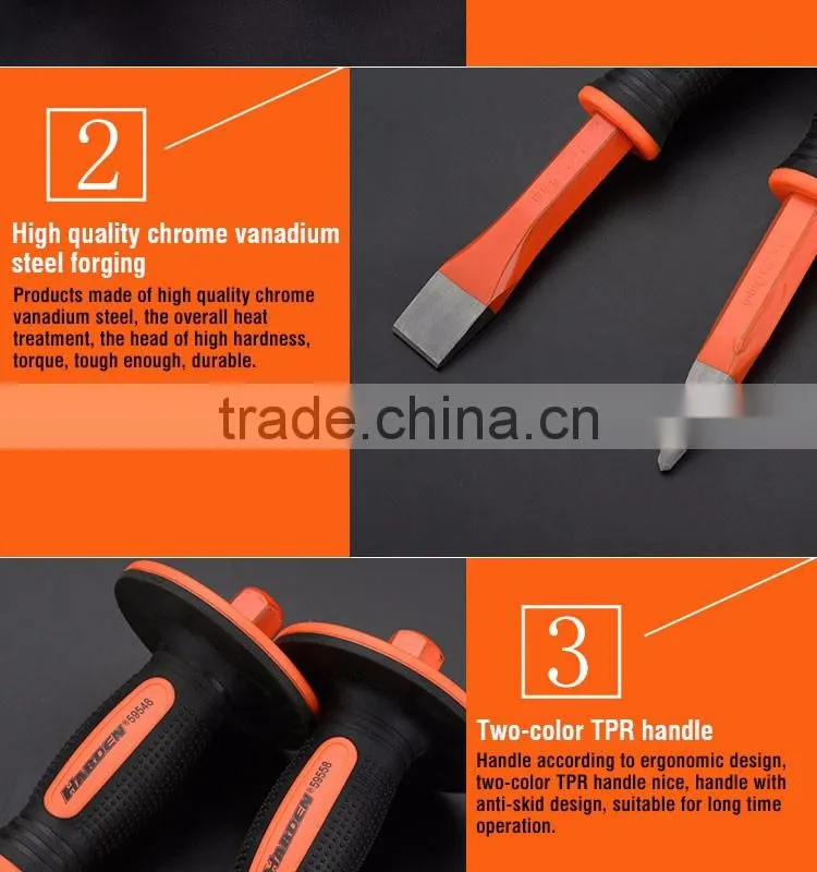 Chrome Vanadium Steel Hand Tool Flat Cold Chisel With TPR Handle