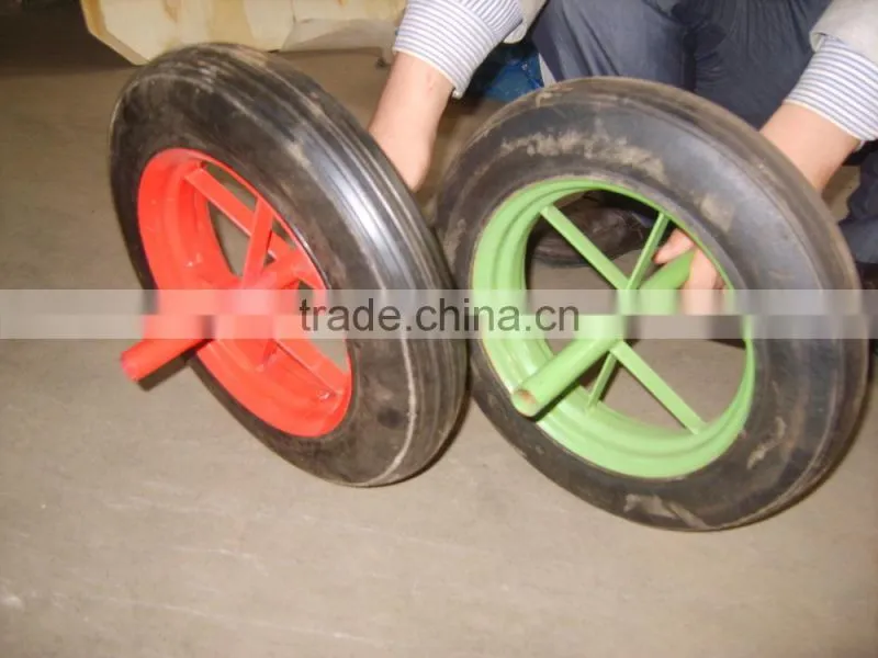 14inch 3.5-8 wheelbarrow solid wheel with axle