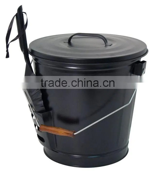 ash coal bucket powder coated black matt metal coal bucket