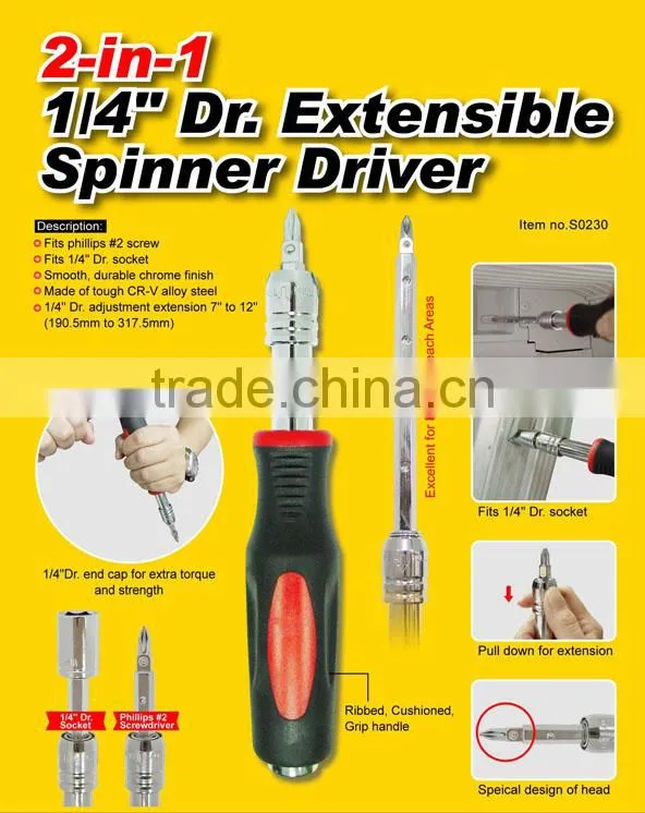 2-in-1 1/4" Dr. Extensible Spinner Driver