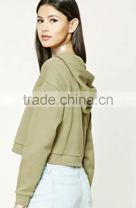 High Quality Cheap Blank Plain Crop Top Hoodie Wholesale Zipper Pullover Fleece Long Sleeve Oversized Hoodie Women
