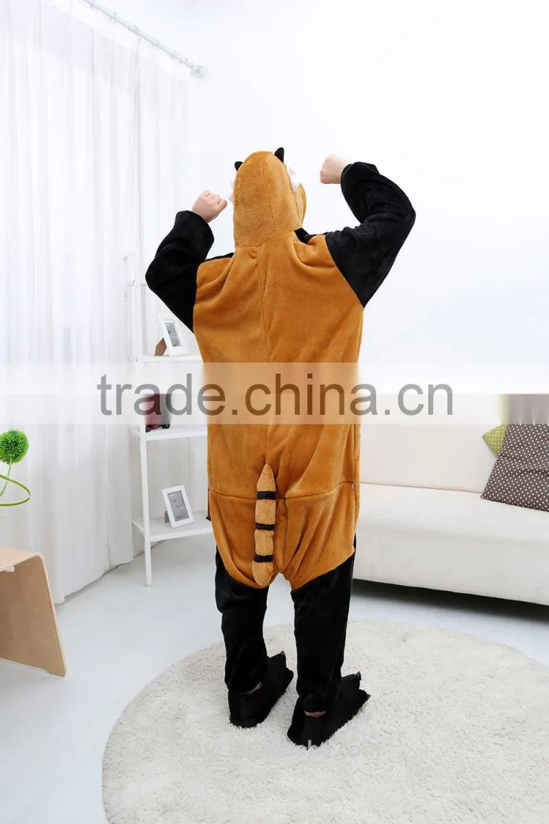 flannel cartoon adult animal jumpsuit animal pajamas jumpsuit raccoon design