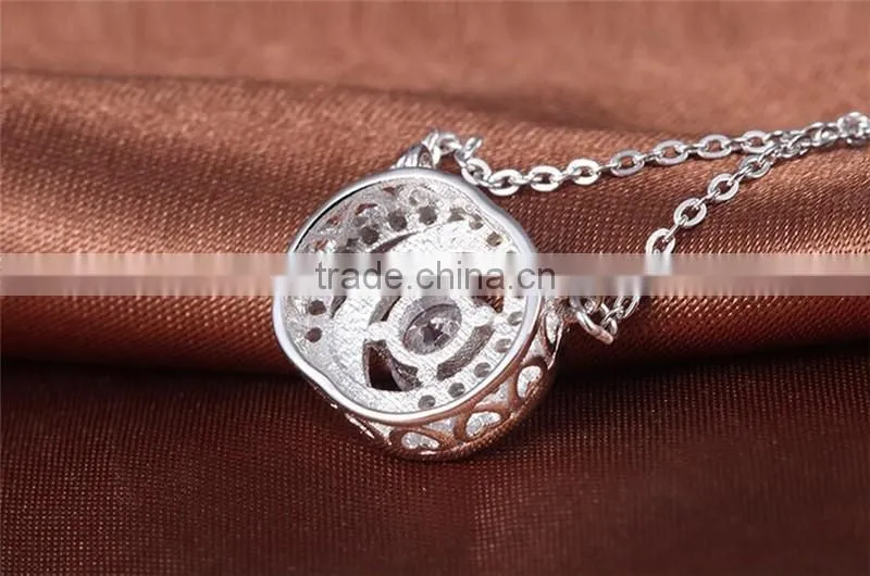 2017 New Design 925 Sterling Silver Double Rings Pendant Necklace