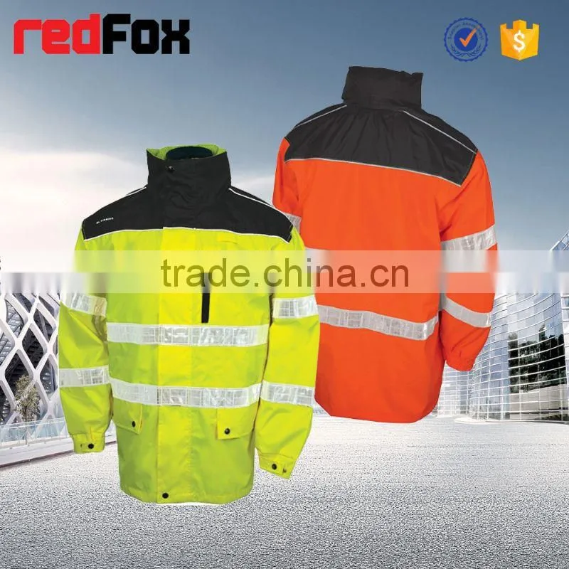 high visibility reflective pvc safety rain jacket