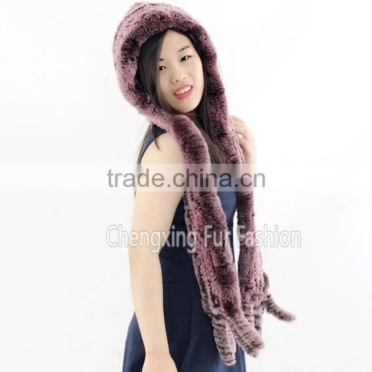 CX-C-41M Woman Winter Warm Rex Rabbit Russian Fur Hat