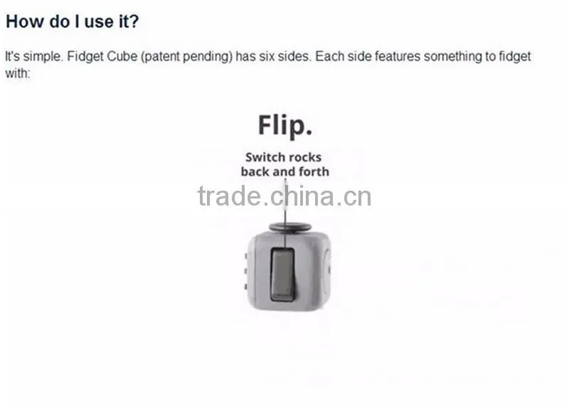 Fidget at work or in class desk toy high quality plastic fidget cube