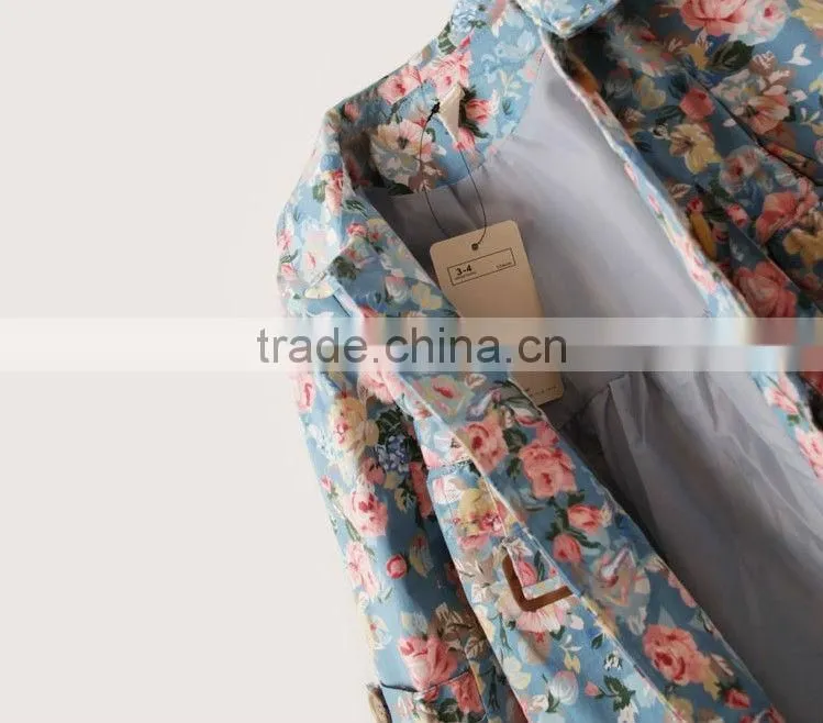 new arrival fashion jacket cotton padded floral printed girls cotton jacket