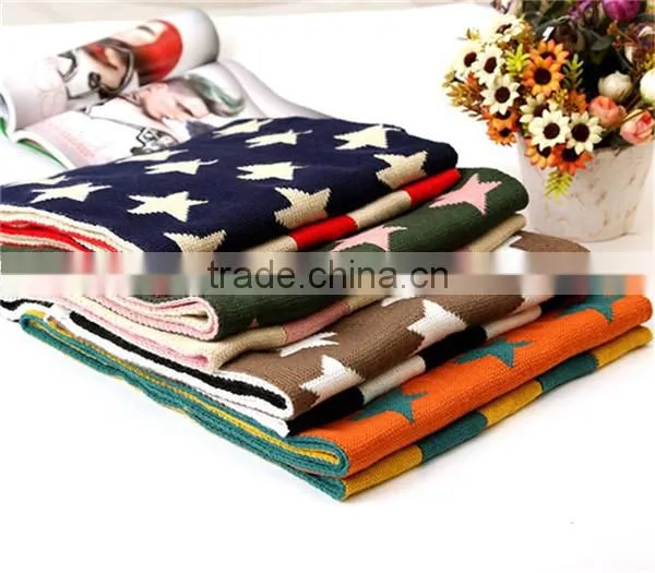 Korean latest American flag Creative stitching design warm knitting scarf,hijab scarf fashion scarves
