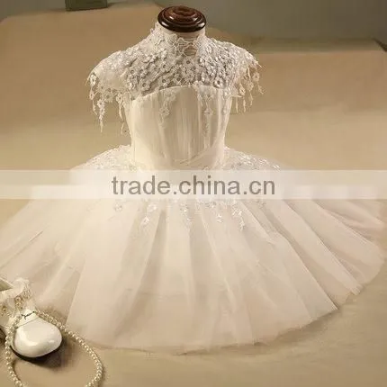 Latest Girl Wedding Dress With Bubble Skirt White Girls Princess Dress Short Sleeve For Birthday Kids Clothing NP-G-GD905-70