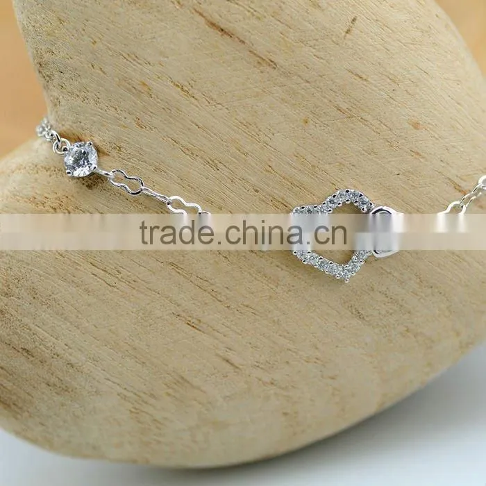 heart 925 silver bracelet with CZ stone M3001