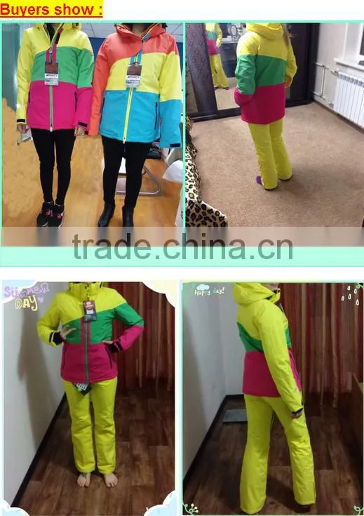 orange women waterproof quilted european ski jacket wholesale