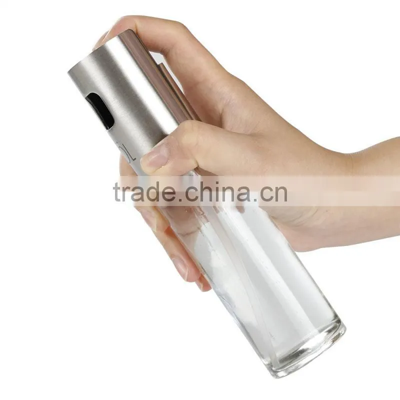 Hot sale 100ml oil bottle, stainless steel and glass olive oil mist spray bottle