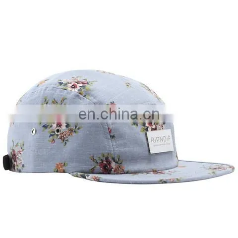 New fashionable navy blue woolen 5 panel hat with woven label