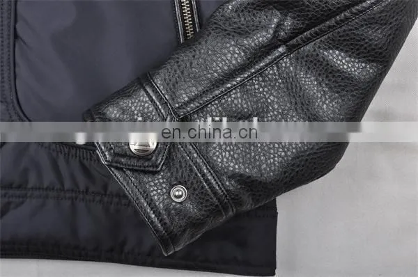 2017 new fashion pu and nylon jacket for man