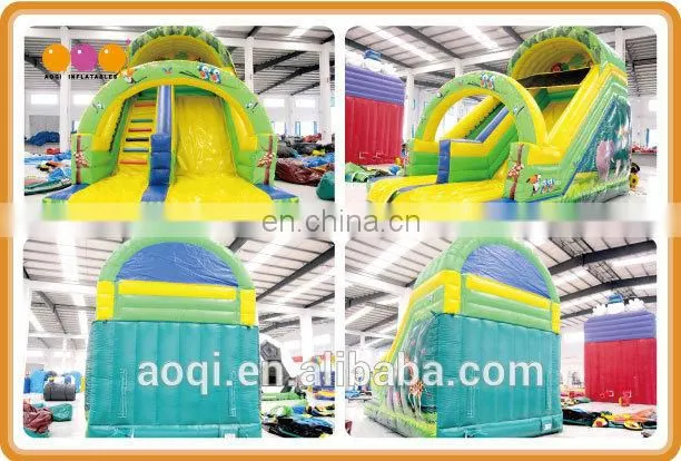 Much fun amusement park inflatable standard slide forest theme top quality water park jumping slide with beautiful printing