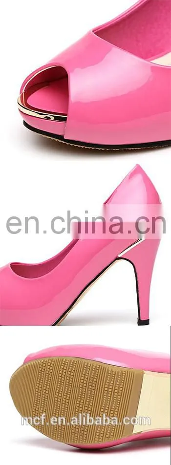 MCH-2399 Stylish European style sexy pretty girl fish head shoes pointed toe waterproof women pink bling-bling high heel shoes