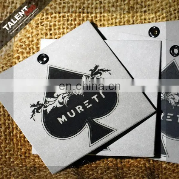 custom private brand name Printed kraft paper hang tag with Spot UV logo for clothing