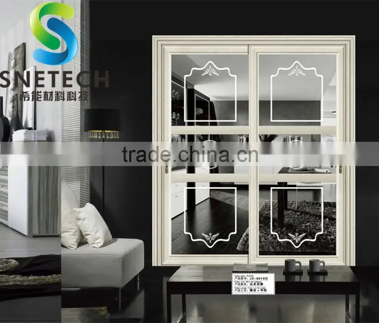 ivory frames tempered glass with curves for partition sliding doors