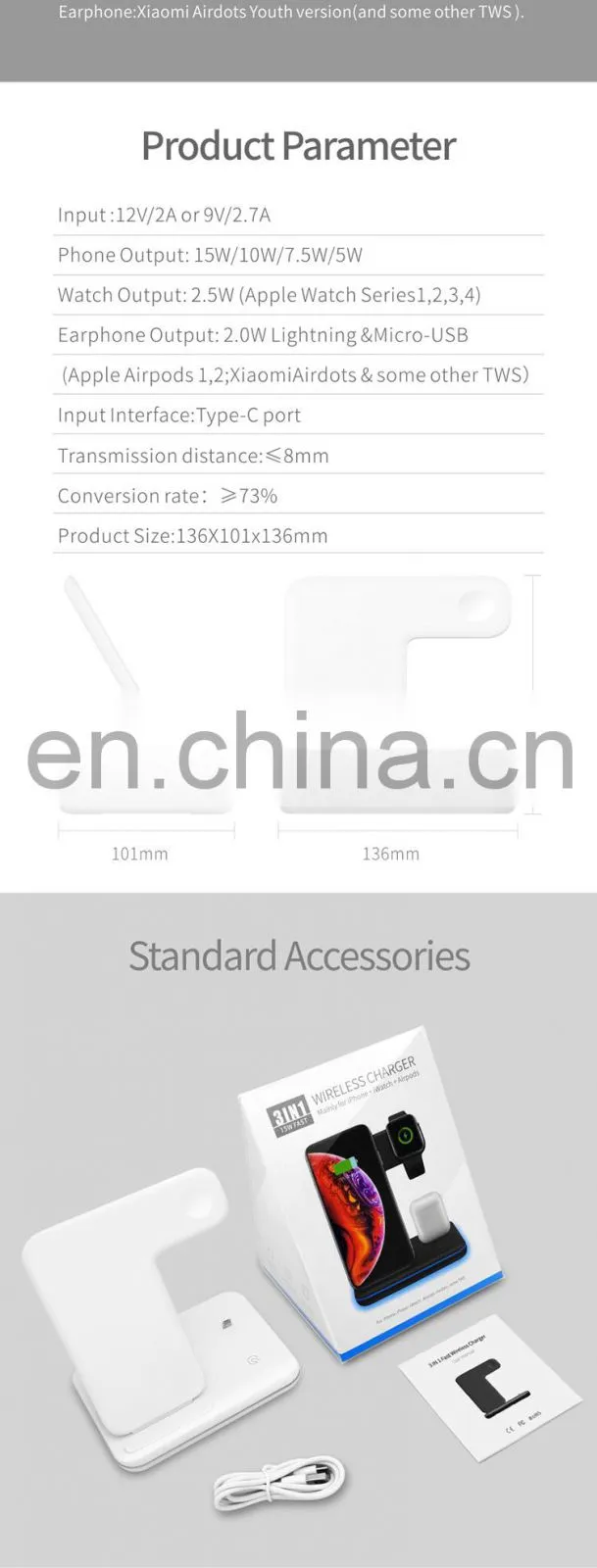 Wireless Charging New Arrivals 2020 For Apple Watch Charger Earphones Mobile Phone Holder Charger 3 In 1