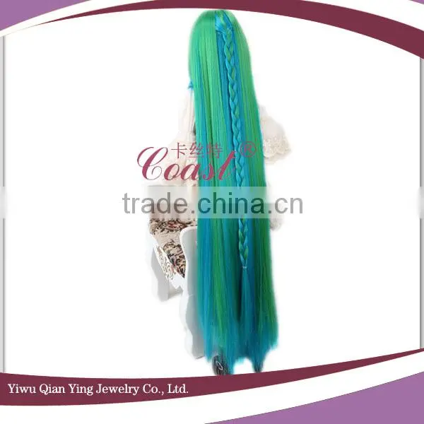 hot blue ombre small doll long wigs for wholesale